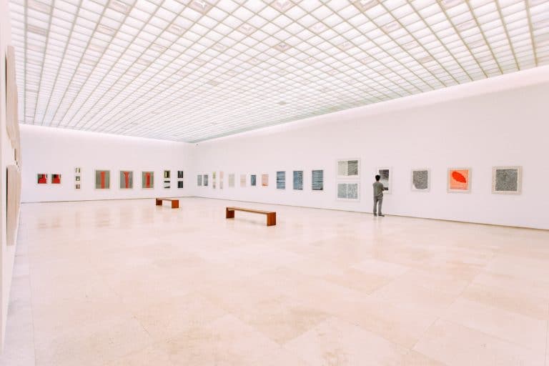 gallery space with paintings