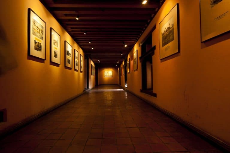 hallway with art